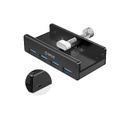 USB 3.0 HUB Clip Type 4 port - aux Micro-USB power input, Black - MH4PU-P-BK