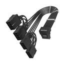 Custom Sleeved Modding Cable Black - 4 x PCIe 8-pin to 12VHPWR - FM4-B-BK