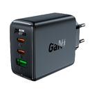 Универсално зарядно за стена Charger Wall GaN PD65W - A41 - USB-C x 2, USB-A x 1, Black