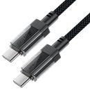 Кабел USB-C to USB-C Cable 60W Stainless steel in transparent shell 1.2m - C12-03 - Black