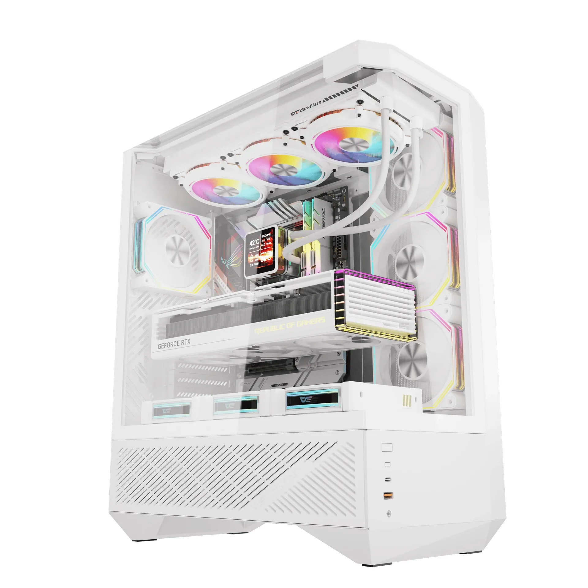 кутия Case ATX - DY460 White - 4 x 120 mm A-RGB fans included, USB-C