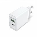 бързо зарядно Fast Charger Wall - QC4.0, PD Type-C + QC3.0 USB A, 20W White - FBBW0