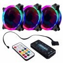 комплект вентилатори FAN SET 3 x Fan 120mm RGB 2 rings, controller, remote