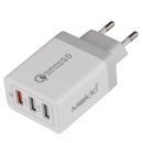 Fast Charger - QC3.0+2xUSB 30W White - MAKKI-QC30W3