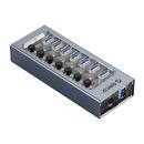 хъб USB3.0 HUB 7 port with Power Adapter, On/Off buttons, Aluminium - AT2U3-7AB-EU-GY