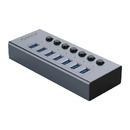 USB3.0 HUB 7 port with Power Adapter, On/Off buttons, Aluminium - BT2U3-7AB-EU-GY