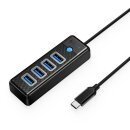 хъб HUB USB3.1 Type-C 4 port - 4 x USB3.0 Black - PW4U-C3-015-BK