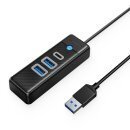 HUB USB3.0 3 port - 2 x USB3.0, 1 x Type C, Black - PWC2U-U3-015-BK