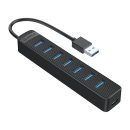 USB3.0 HUB 7 port - Type C input, 0.15m cable, aux Type-C power input - TWU3-7A-BK