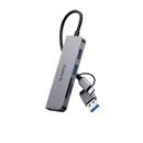 хъб HUB USB-C/A 4 port - USB3.0 x 1, SD/TF x 2, USB2.0 x 2, USB-C x 2, Aluminium - YSA6-U3-GY