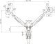Monitor Mount - GL732 Aluminuim White - 2 Monitors, Gas Lifters, 2 x USB3.0 - MA-GL732-U3-WH