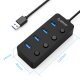 USB3.0 HUB 4 port black, 4 On/Off buttons - W9PH4-U3-BK