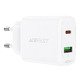 Универсално зарядно за стена Charger Wall GaN PD20W - A25 - USB-C x 1, USB-A x 1, White
