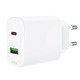 Универсално зарядно за стена Charger Wall GaN PD20W - A25 - USB-C x 1, USB-A x 1, White