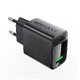 Универсално зарядно за стена Charger Wall GaN Quick Charge 18W - A90 - USB-A x 1, Black