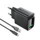 Charger Wall GaN Quick Charge 18W - A90 with 1.2m cable - USB-A x 1, Black