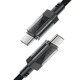 Кабел USB-C to USB-C Cable 60W Stainless steel in transparent shell 1.2m - C12-03 - Black
