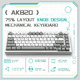 Gaming Mechanical Keyboard AK820 - AS Red Switch [Linear] (English US), Gray White, White Light