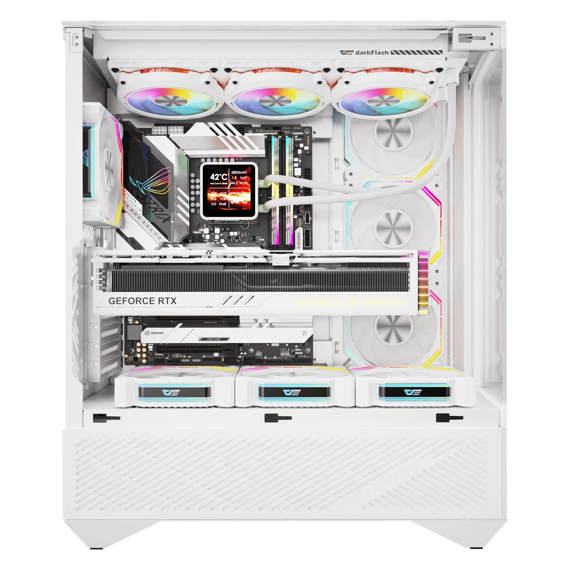 кутия Case ATX - DY460 White - 4 x 120 mm A-RGB fans included, USB-C