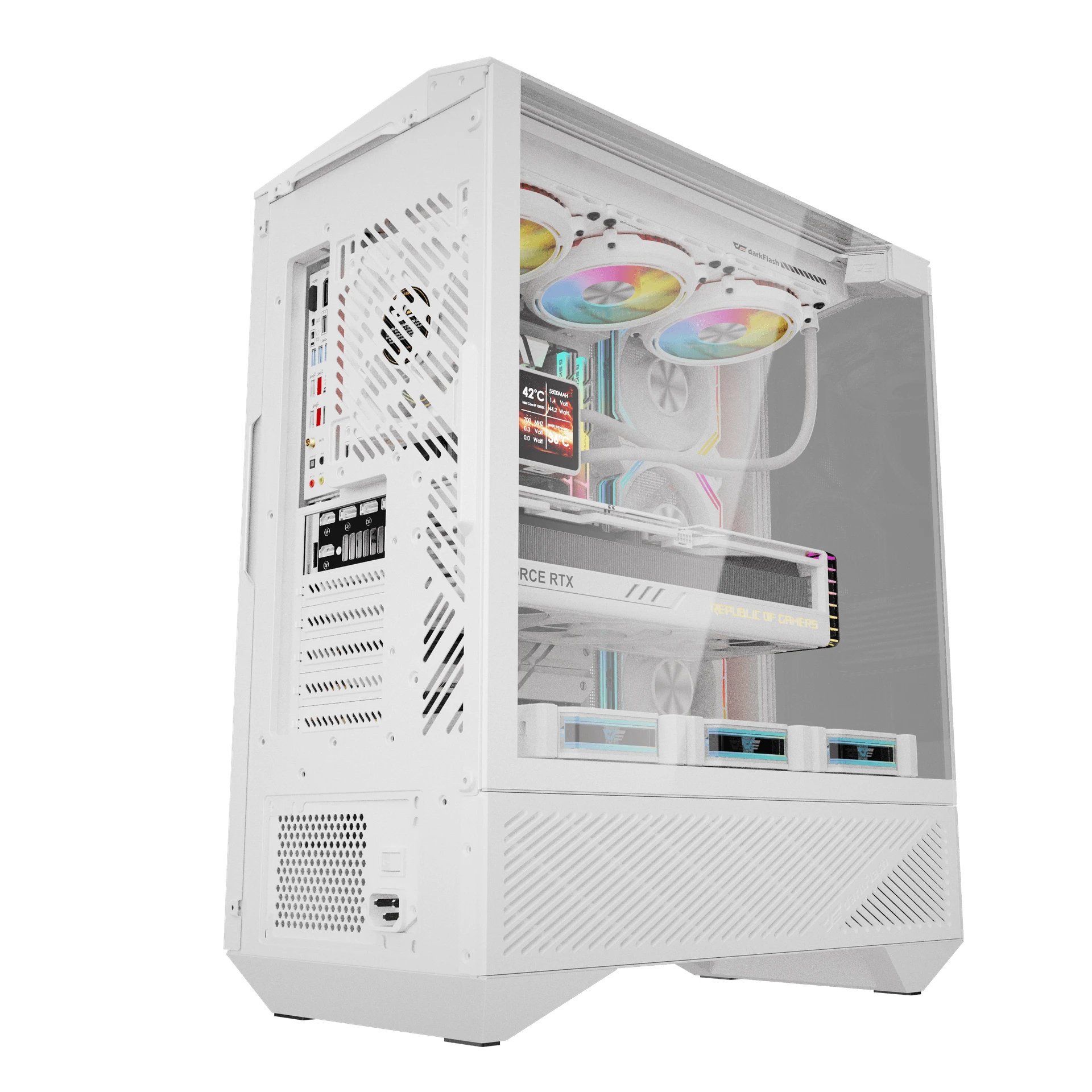 кутия Case ATX - DY460 White - 4 x 120 mm A-RGB fans included, USB-C