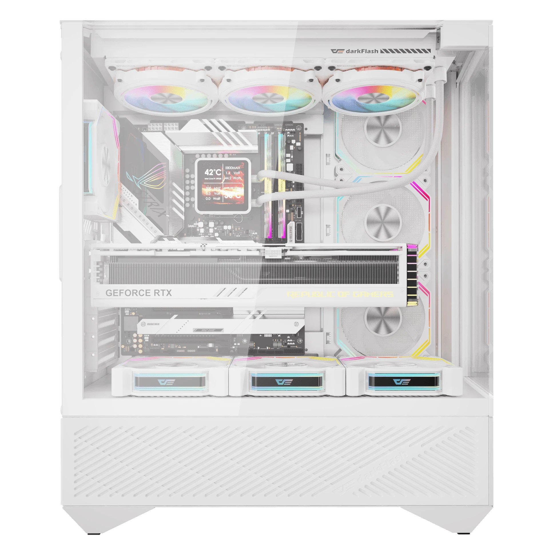 кутия Case ATX - DY460 White - 4 x 120 mm A-RGB fans included, USB-C