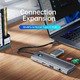 Type-C Docking Station Power Distribution 100W - HDMI, Type-C x 1, USB3.0 x 3, LAN 1000Mbps Gigabit, SD/TF, VGA, Audio - PW11-10P-GY