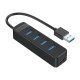 хъб USB3.0 HUB 4 port - Type C input, 0.15m cable, aux Type-C power input - TWU3-4A-BK