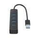 USB3.0 HUB 4 port - Type C input, 1m cable, aux Type-C power input - TWU3-4A-10