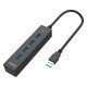 хъб USB3.0 HUB 4 port black - W8PH4-U3-BK
