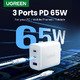 универсално зарядно за стена Charger Wall 65W GaN CD275, 1 x USB-A, 2 x Type-C - 90496