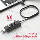 USB3.0 HUB 4 port, 1.2m cable, aux USB-C power input - Y-3089V01