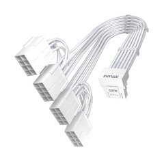 Custom Sleeved Modding Cable White - 4 x PCIe 8-pin to 12VHPWR - FM4-B-WH Custom Sleeved Modding Cable White - 4 x PCIe 8-pin to 12VHPWR - FM4-B-WH