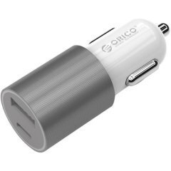 Charger Car 12V-24V - TYPE C + USB silver - UCF-2U Charger Car 12V-24V - TYPE C + USB silver - UCF-2U
