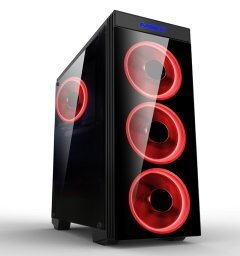Case ATX Gaming - MAKKI-8872-RED - 4x120mm RED double ring fans