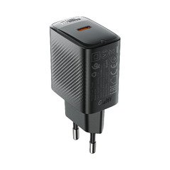 Универсално зарядно за стена Charger Wall GaN PD25W - A104 - USB-C x 1, Black Универсално зарядно за стена Charger Wall GaN PD25W - A104 - USB-C x 1, Black