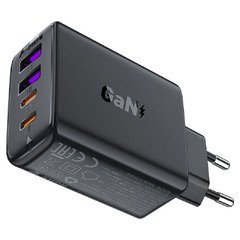 Универсално зарядно за стена Charger Wall GaN PD45W - A61 - USB-C x 2, USB-A x 2, Black Универсално зарядно за стена Charger Wall GaN PD45W - A61 - USB-C x 2, USB-A x 2, Black