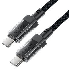 Кабел USB-C to USB-C Cable 60W Stainless steel in transparent shell 1.2m - C12-03 - Black Кабел USB-C to USB-C Cable 60W Stainless steel in transparent shell 1.2m - C12-03 - Black