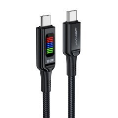 Кабел USB-C to USB-C Cable 100W 1.2m with LED display - C7-03 - Black Кабел USB-C to USB-C Cable 100W 1.2m with LED display - C7-03 - Black