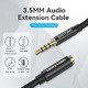 Cotton Braided TRRS 3.5mm Male to 3.5mm F - 0.5m - Gold plated, Aluminum alloy - BHCBD