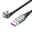 Кабел USB 3.1 Type-C / USB 2.0 AM - 0.5M Black U-Shaped, Aluminum Alloy 5A - COHHD