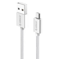 Cable - USB AM to Micro BM 1.0m, 2.4A charging, silver - EDC-10-SV