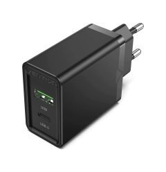 бързо зарядно Fast Charger Wall - QC4.0, PD Type-C + QC3.0 USB A, 20W Black - FBBB0 бързо зарядно Fast Charger Wall - QC4.0, PD Type-C + QC3.0 USB A, 20W Black - FBBB0