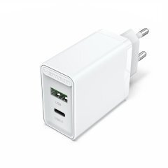 Fast Charger Wall - QC4.0, PD Type-C + QC3.0 USB A, 20W White - FBBW0 Fast Charger Wall - QC4.0, PD Type-C + QC3.0 USB A, 20W White - FBBW0