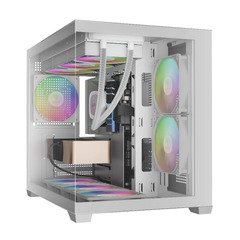 Case mATX - AURA GC10M White - 3 x 120 mm A-RGB, Tempered Glass Case mATX - AURA GC10M White - 3 x 120 mm A-RGB, Tempered Glass