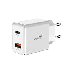 бързо зарядно Fast Charger PD-20AC - 20W, USB-A, USB-C, PD3.0, QC3.0, White бързо зарядно Fast Charger PD-20AC - 20W, USB-A, USB-C, PD3.0, QC3.0, White
