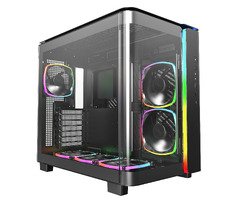 KING 95 Pro, Dual Chamber Mid-tower Case, 6 ARGB Fans, 2 Front Panels, Black KING 95 Pro, Dual Chamber Mid-tower Case, 6 ARGB Fans, 2 Front Panels, Black