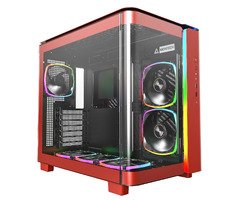 KING 95 Pro, Dual Chamber Mid-tower Case, 6 ARGB Fans, 2 Front Panels, Red KING 95 Pro, Dual Chamber Mid-tower Case, 6 ARGB Fans, 2 Front Panels, Red