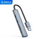 Orico USB3.0/2.0 HUB 3 port + card reader, Aluminum - AH-A12F-GY