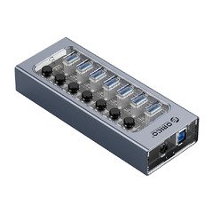 хъб USB3.0 HUB 7 port with Power Adapter, On/Off buttons, Aluminium - AT2U3-7AB-EU-GY хъб USB3.0 HUB 7 port with Power Adapter, On/Off buttons, Aluminium - AT2U3-7AB-EU-GY