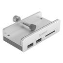 USB 3.0 HUB Clip Type 2 port, SD card reader - aux Micro-USB power input, Aluminum - MH2AC-U3-SV